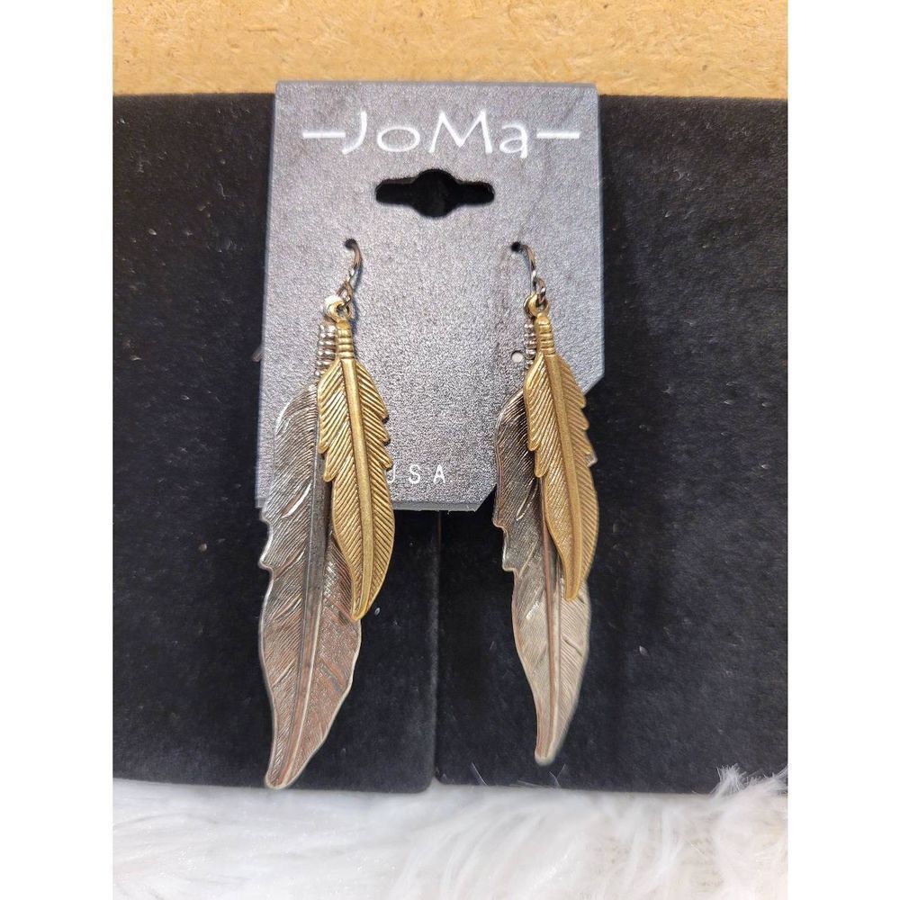 (3 for $15) Joma Antiqued Feather Dangle Earrings- NEW